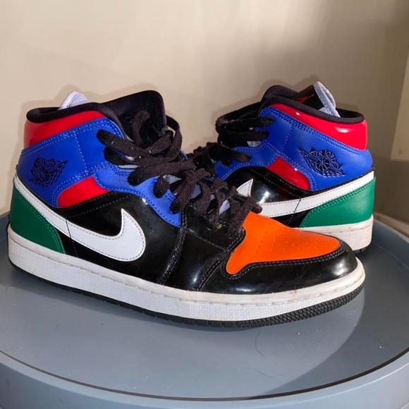 Nike Air Jordan 1 Retro Mid Multicolor Multi Patent SE WMNS size 10 Sneakers - Picture 1 of 4